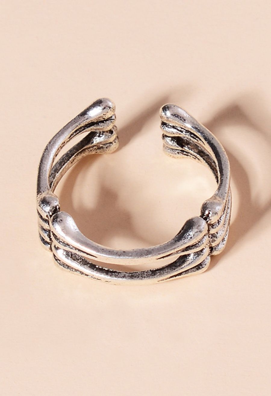 Connected Bones Silver Open Ring