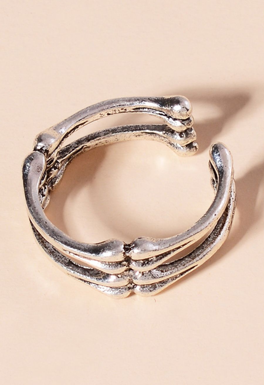 Connected Bones Silver Open Ring