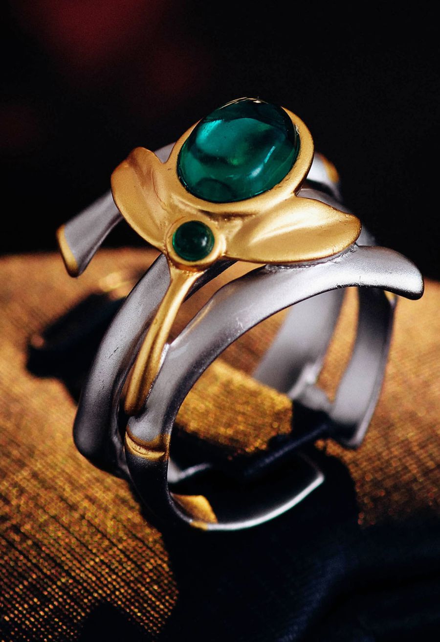 Oval Emerald Gem Triple Ring