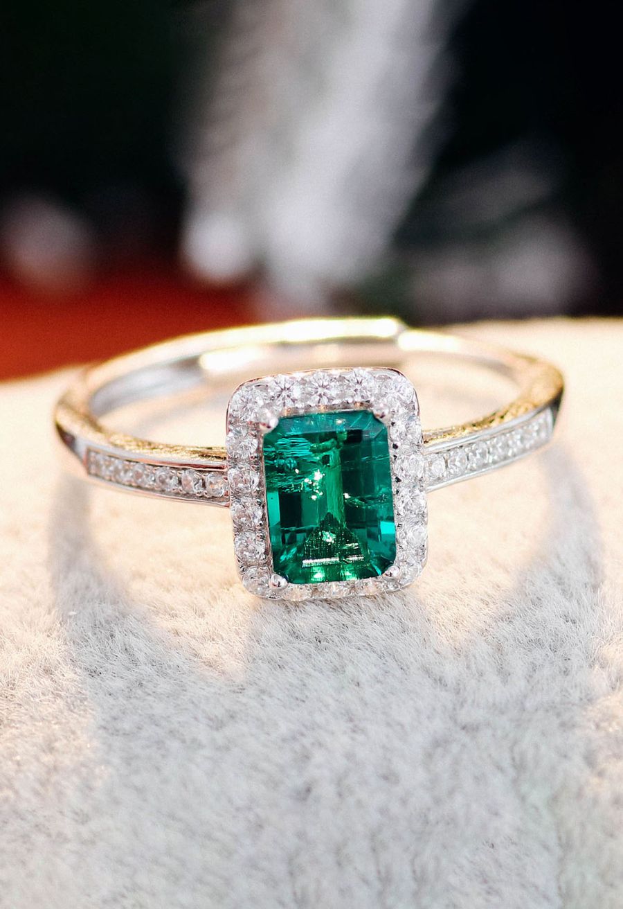Emerald Gem Channel Set Diamond Ring