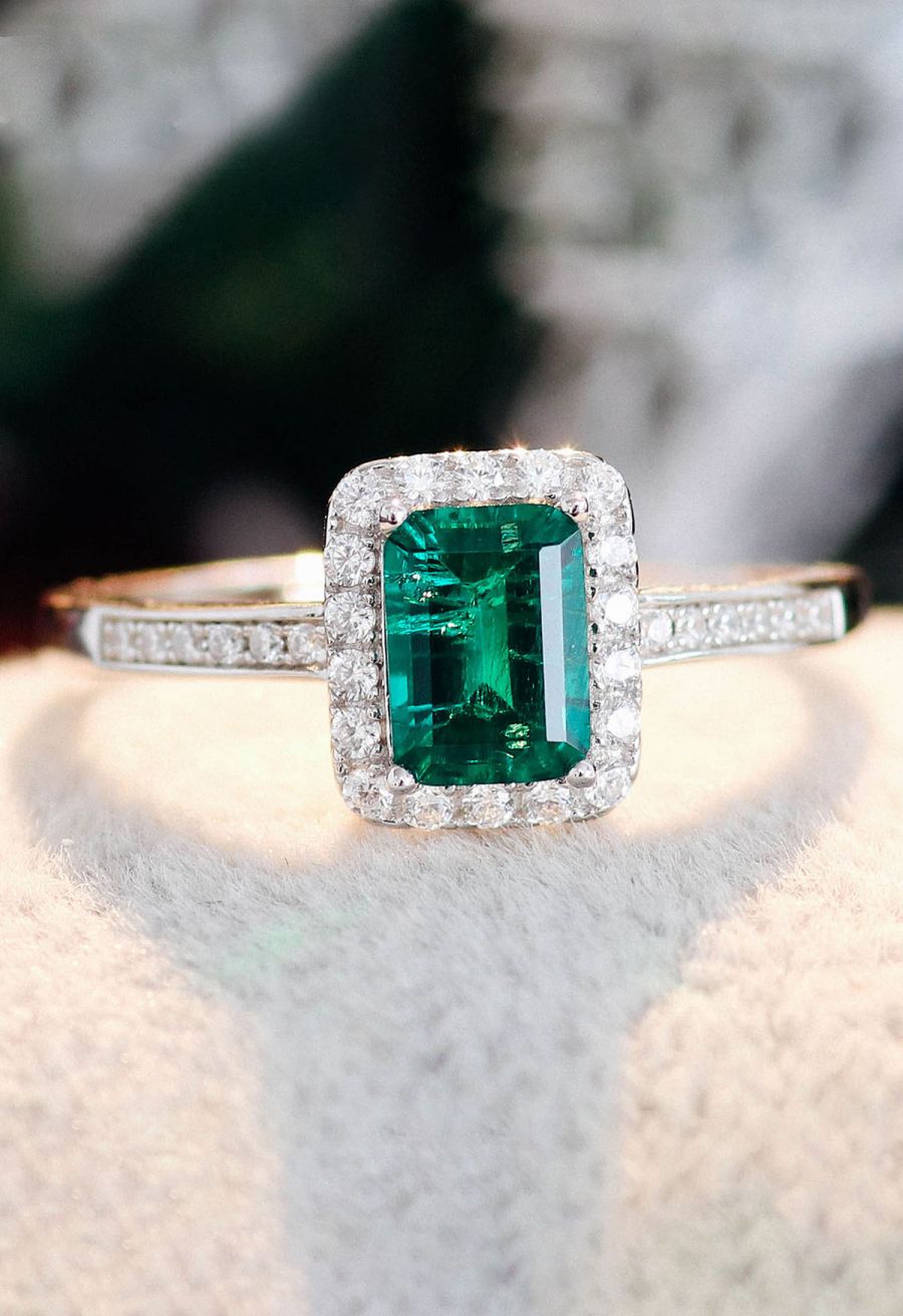 Emerald Gem Channel Set Diamond Ring