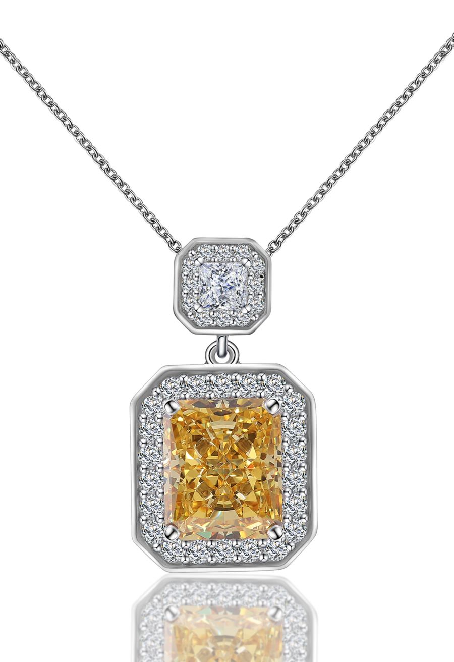Rectangle Yellow Crystal Cubic Zirconia Necklace
