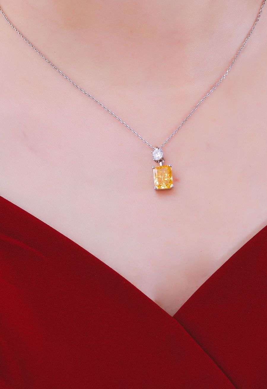 Pure Yellow Crystal Cubic Zirconia Necklace