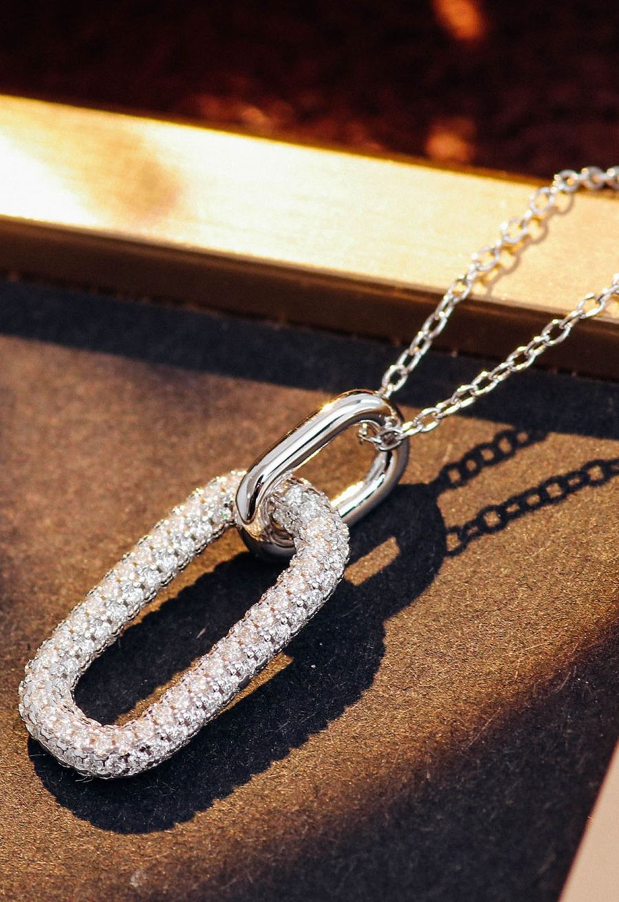 Rectangle Full Moissanite Diamond Necklace