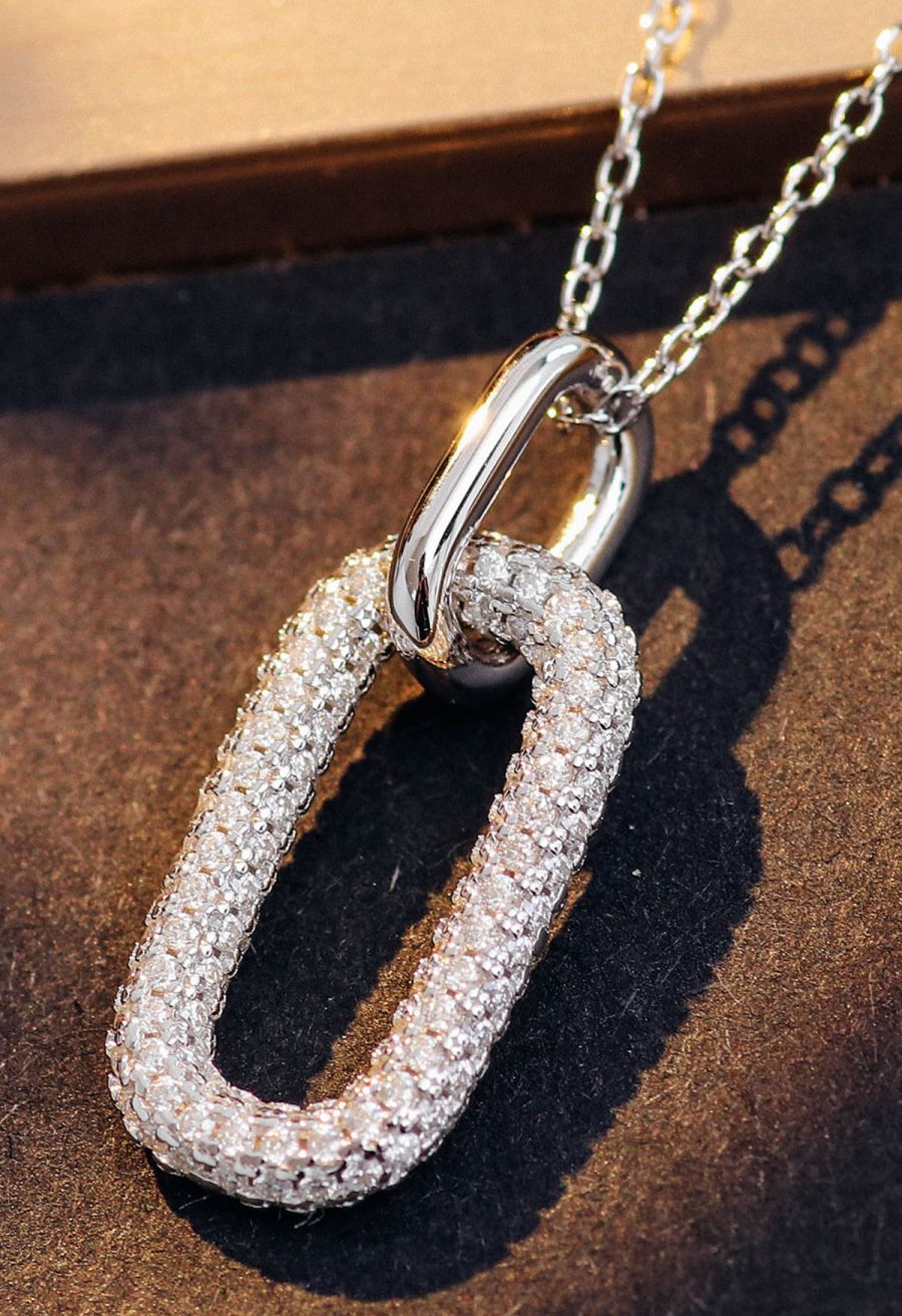 Rectangle Full Moissanite Diamond Necklace