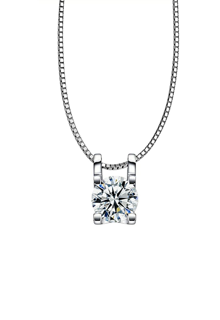 Single Diamond Four Prong Moissanite Necklace