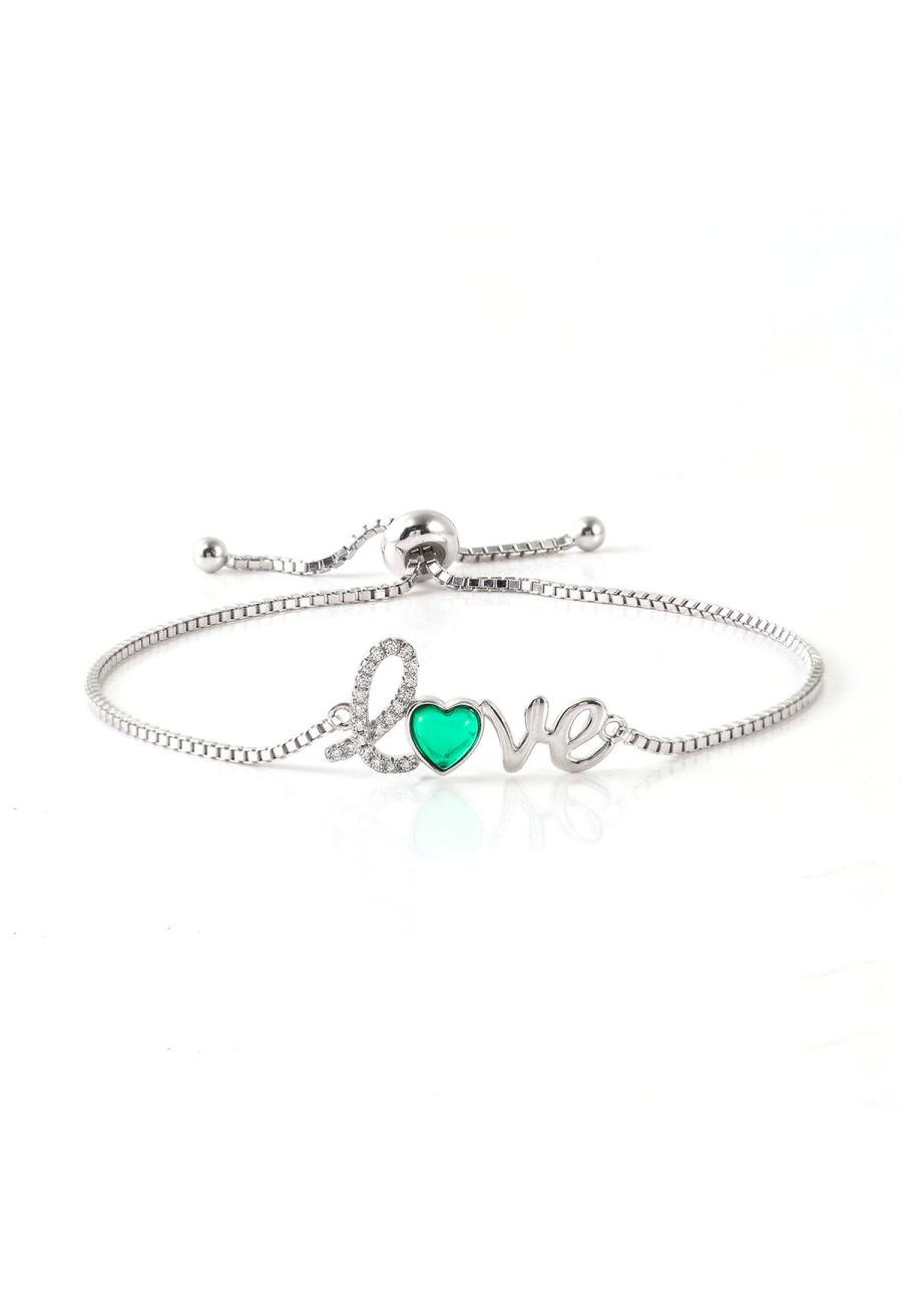 Love Sign Heart Shape Emerald Bracelet