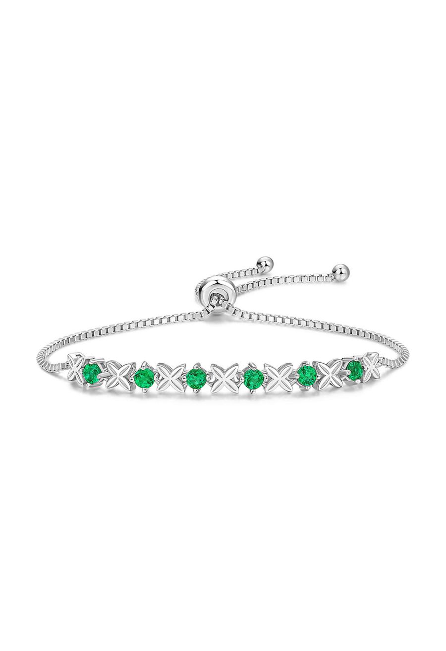 Emerald Gem Four Leaf Bracelet