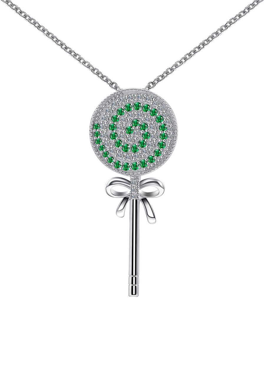 Lollipop Pendant Emerald Gem Necklace