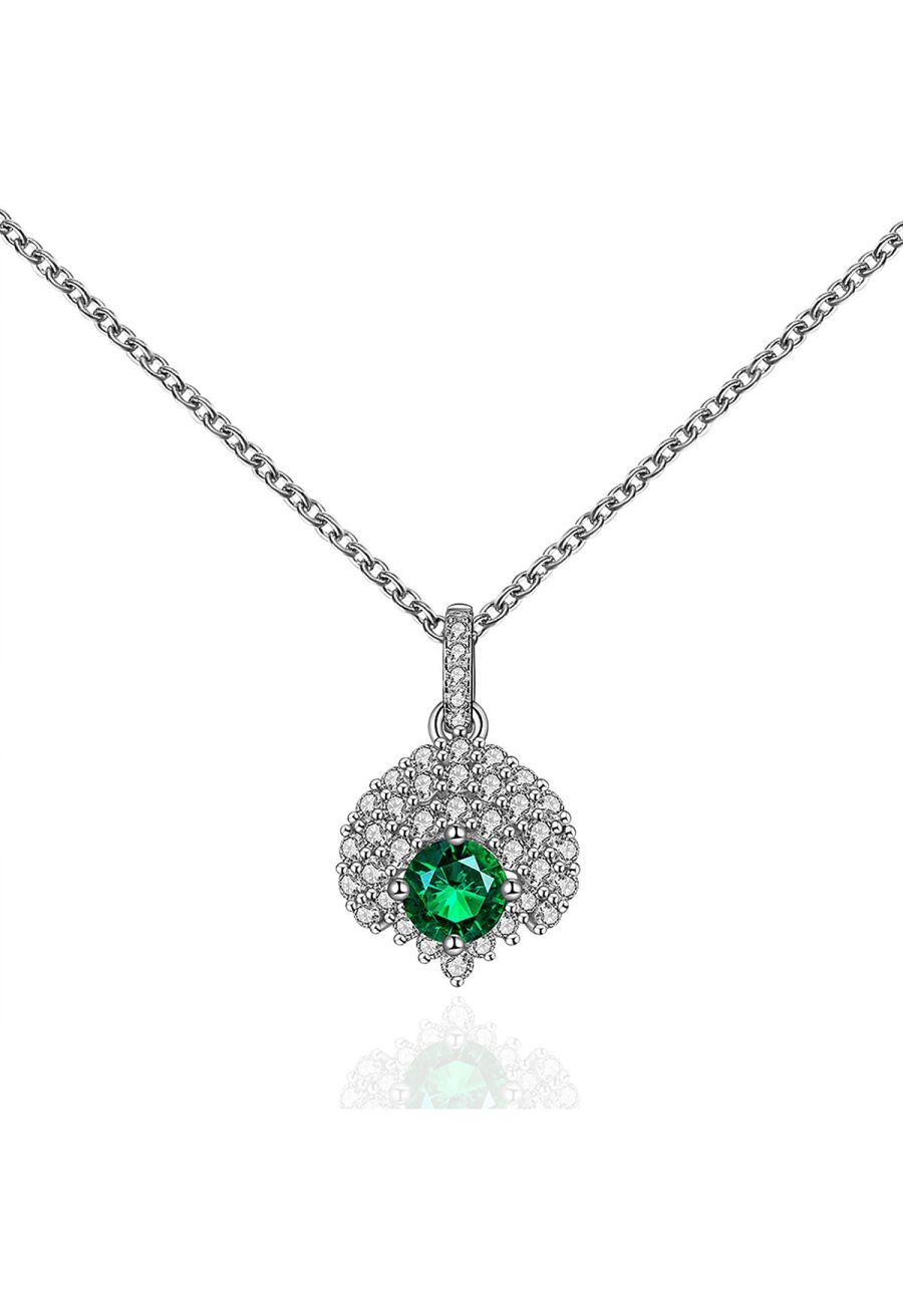 Emerald Gem Diamond Decor Necklace