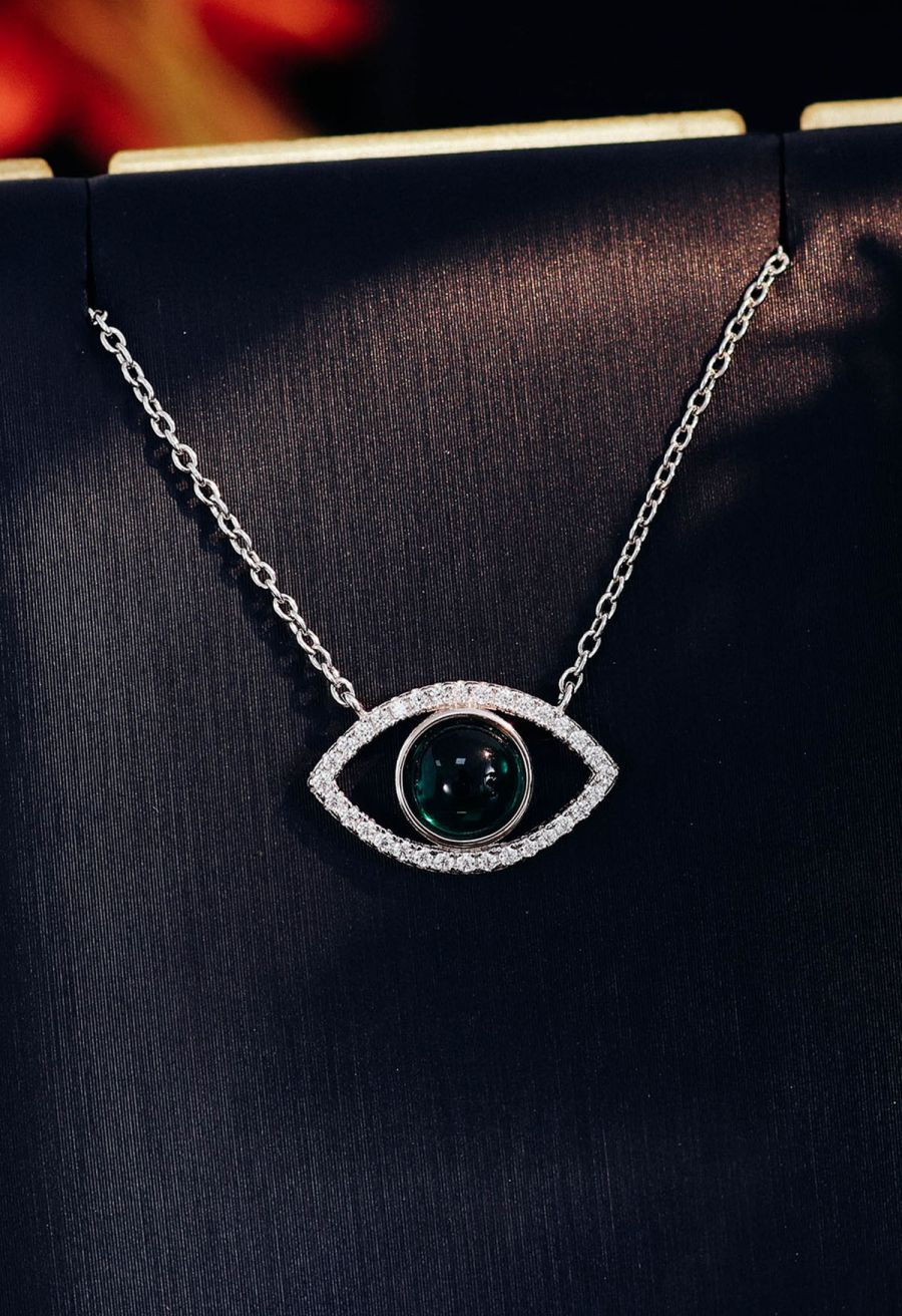 Marquise Shape Emerald Gem Necklace