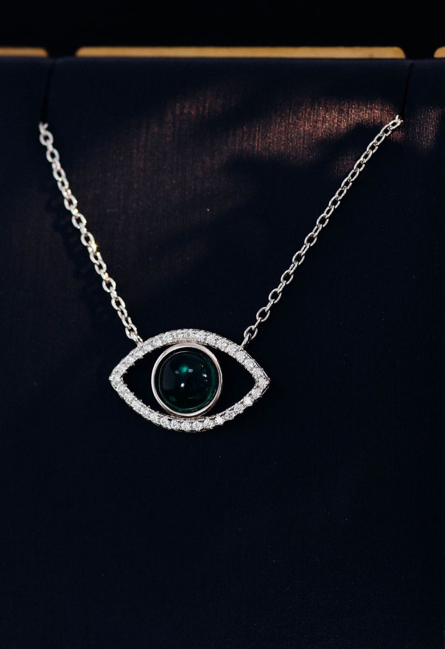 Marquise Shape Emerald Gem Necklace