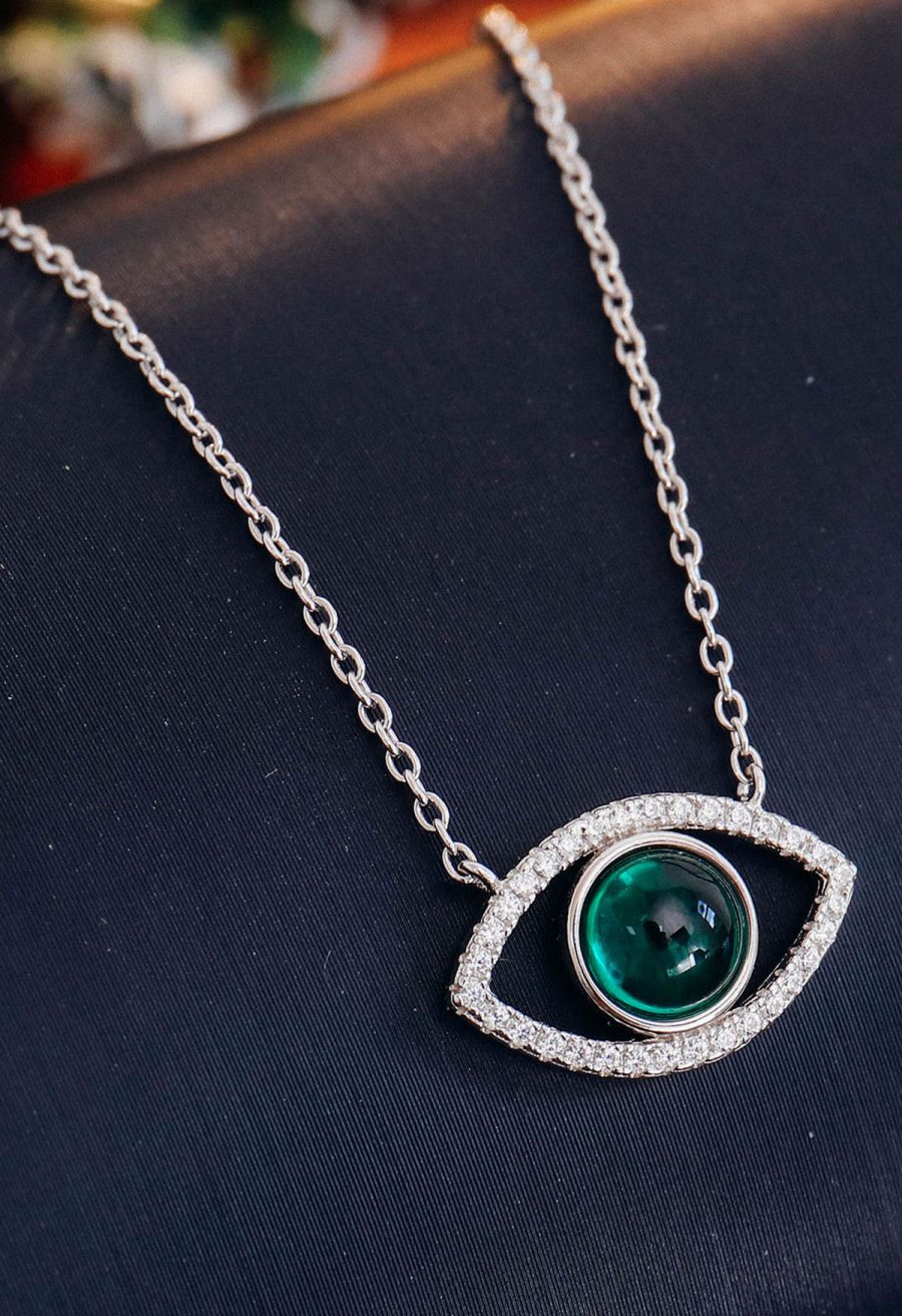 Marquise Shape Emerald Gem Necklace