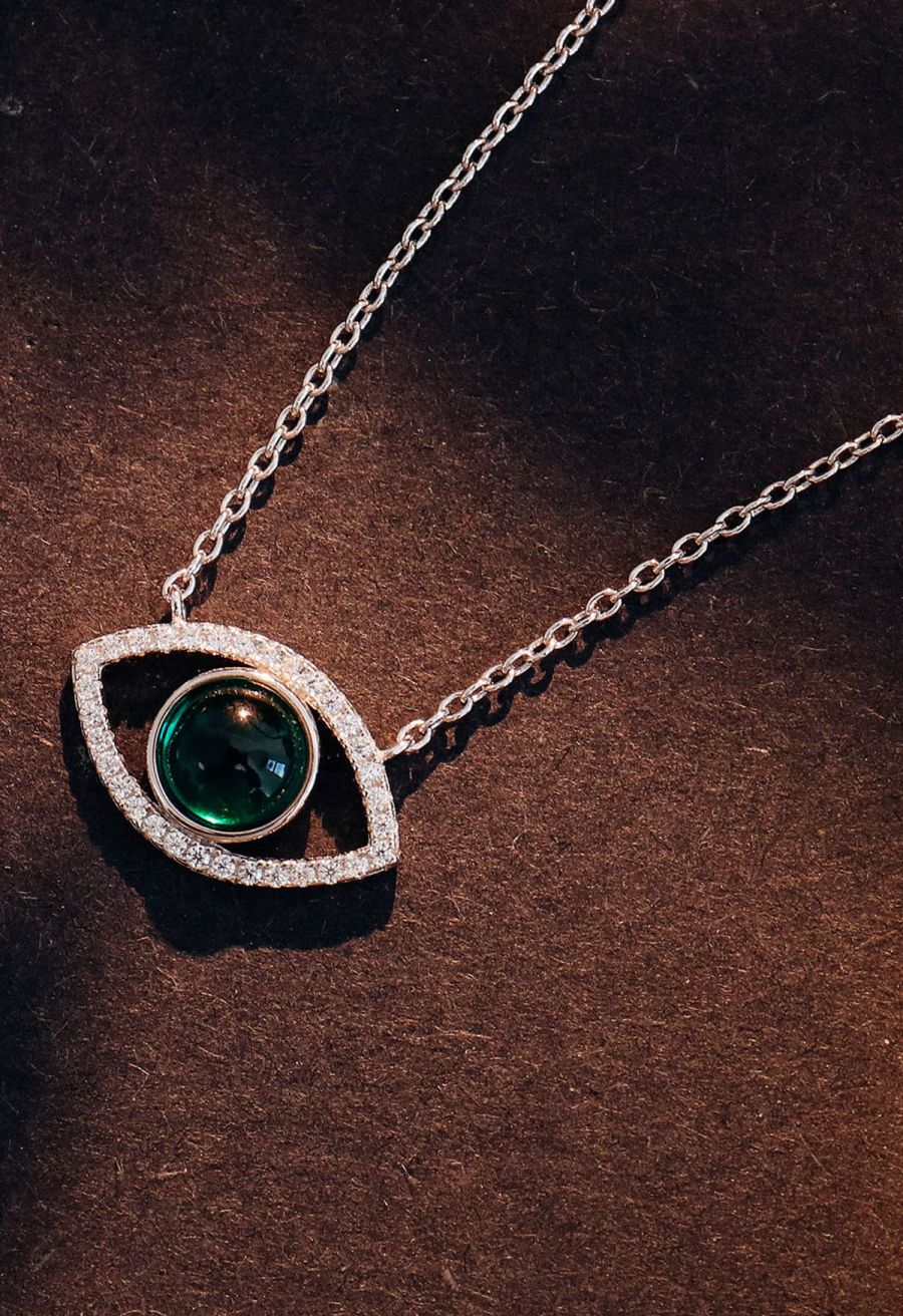 Marquise Shape Emerald Gem Necklace