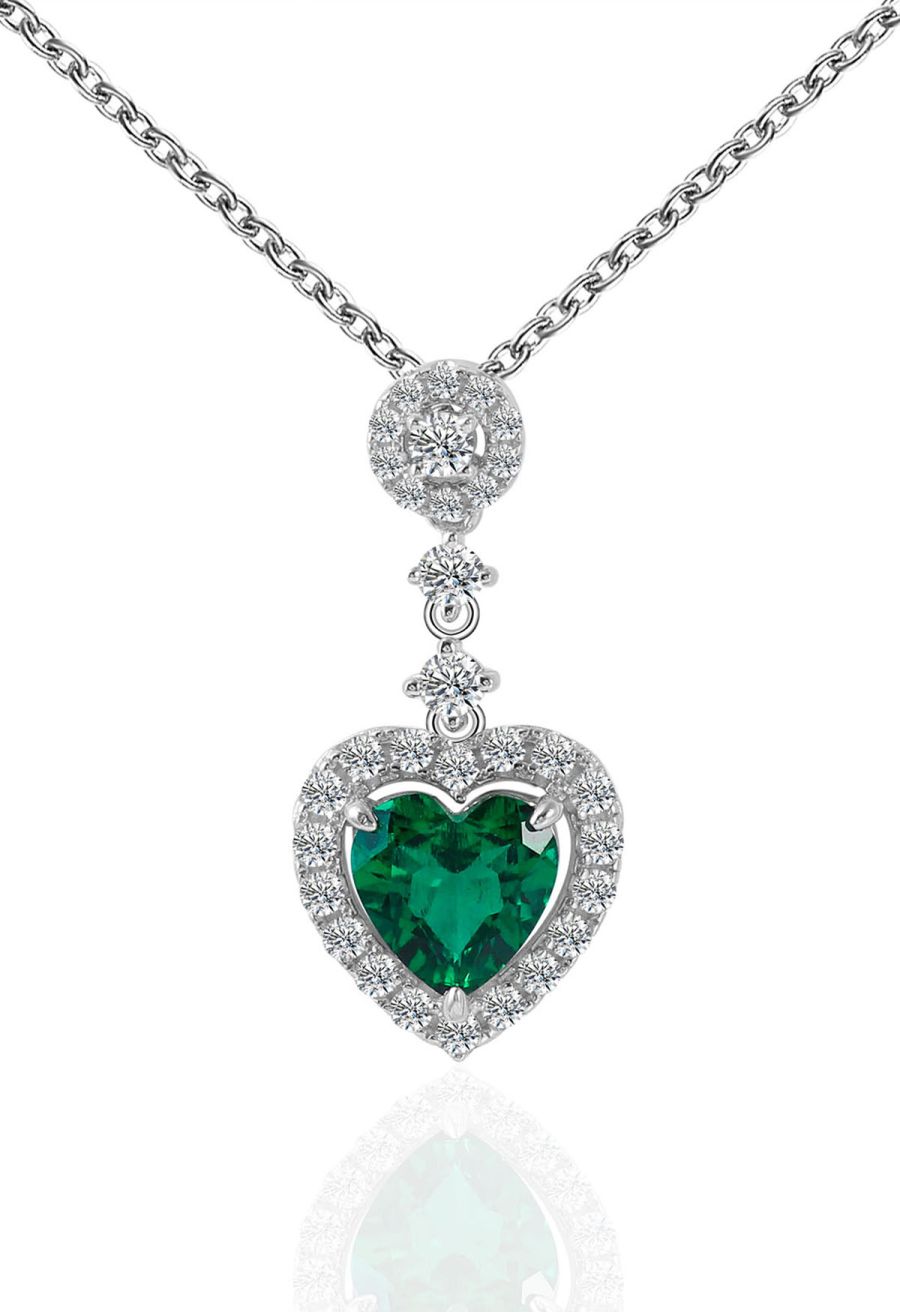 Heart Shape Emerald Gem Necklace