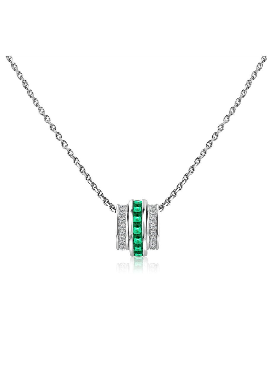 Hollow Round Emerald Gem Necklace