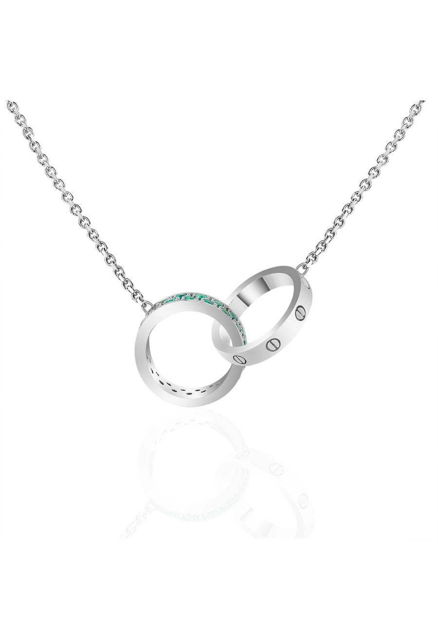 Double Ring Emerald Embellished Necklace