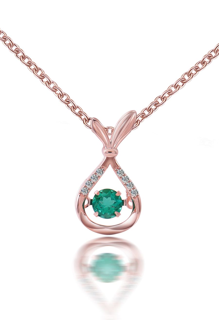 Hollow Out Pear Shape Emerald Gem Necklace 