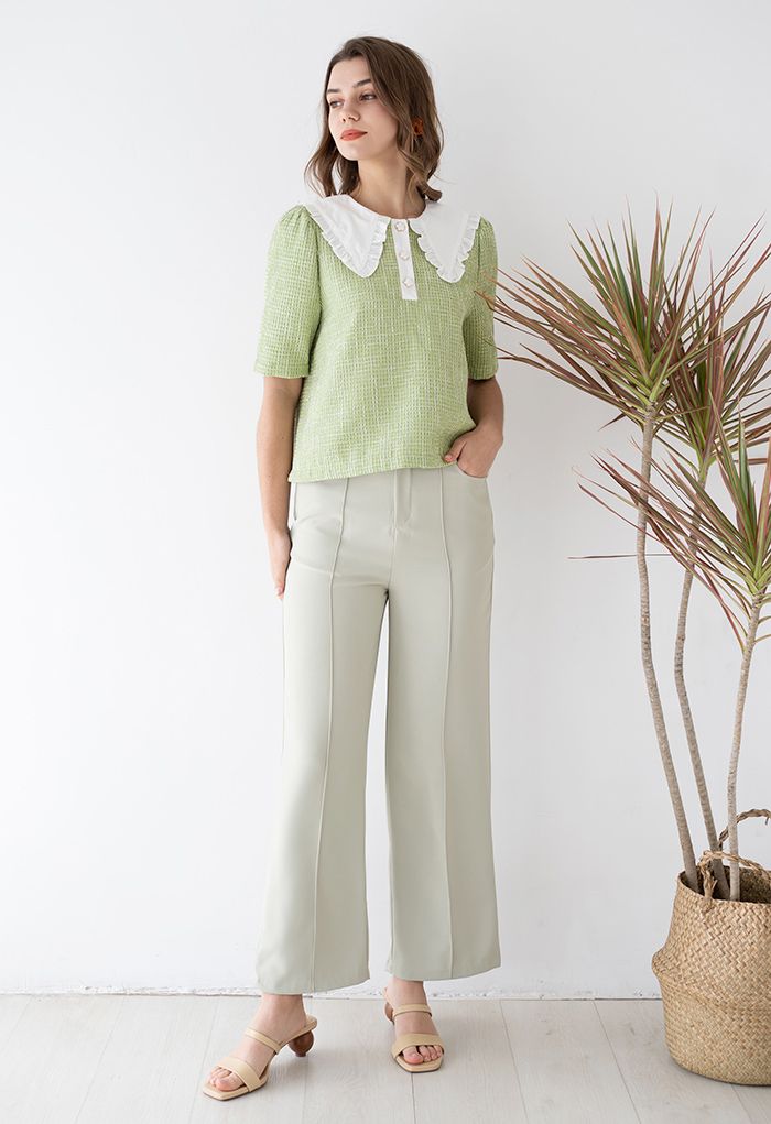Breezy Solid Color Casual Pants in Pistachio