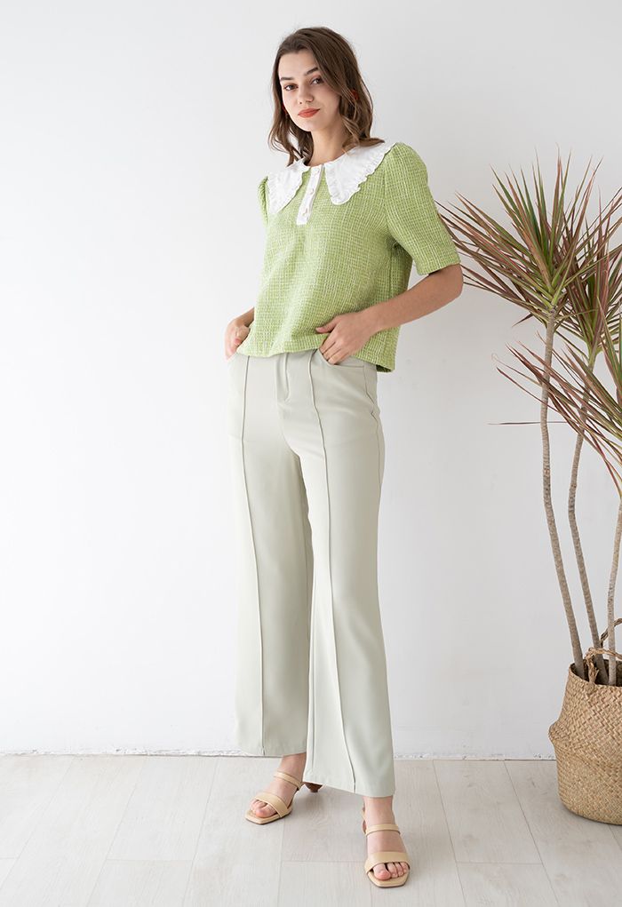 Breezy Solid Color Casual Pants in Pistachio
