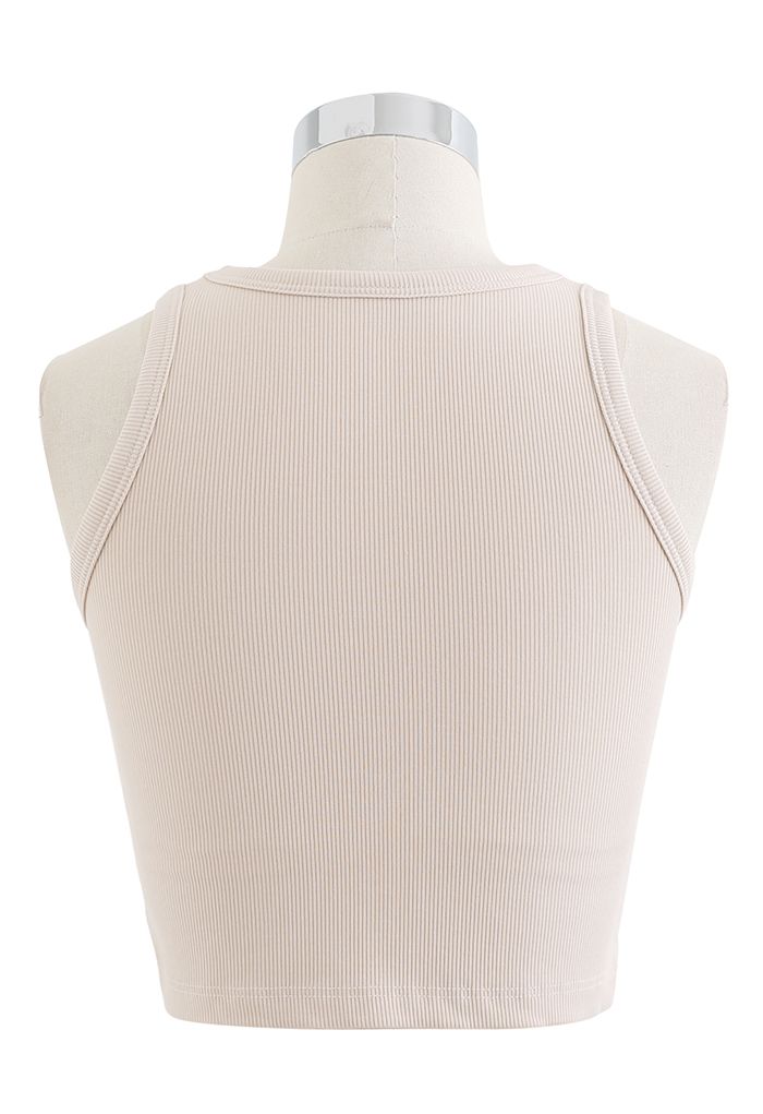 Solid Color Ribbed Tank Top in Sand