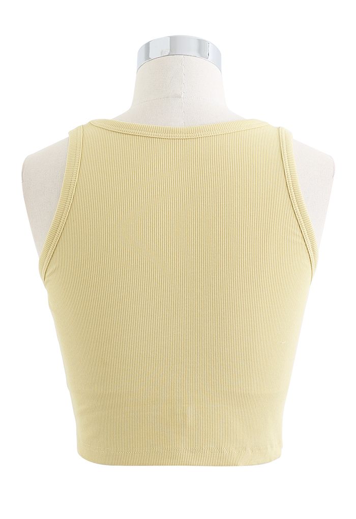 Solid Color Ribbed Tank Top in Yellow