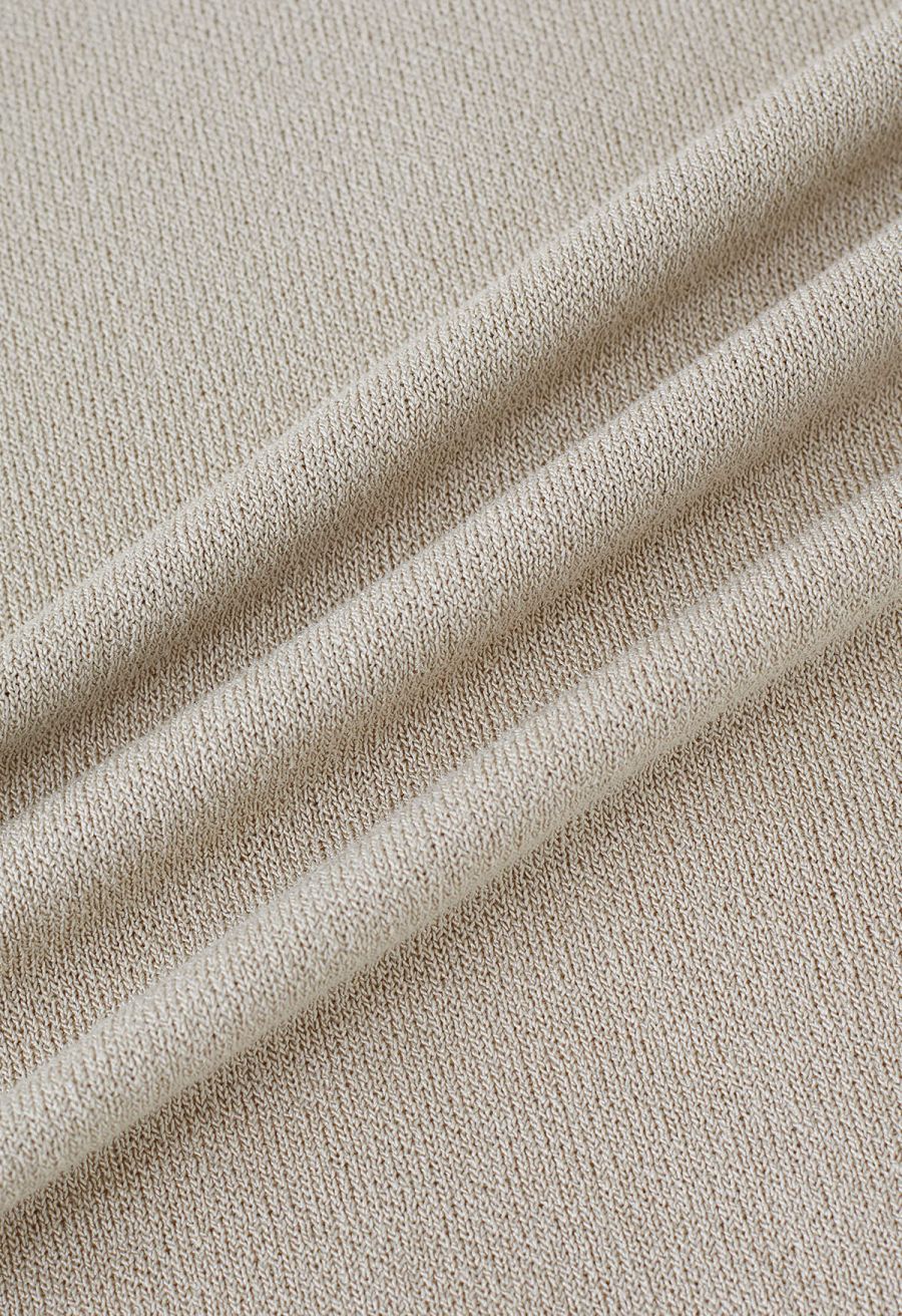 High Neck Sleeveless Top and Pants Set in Sand