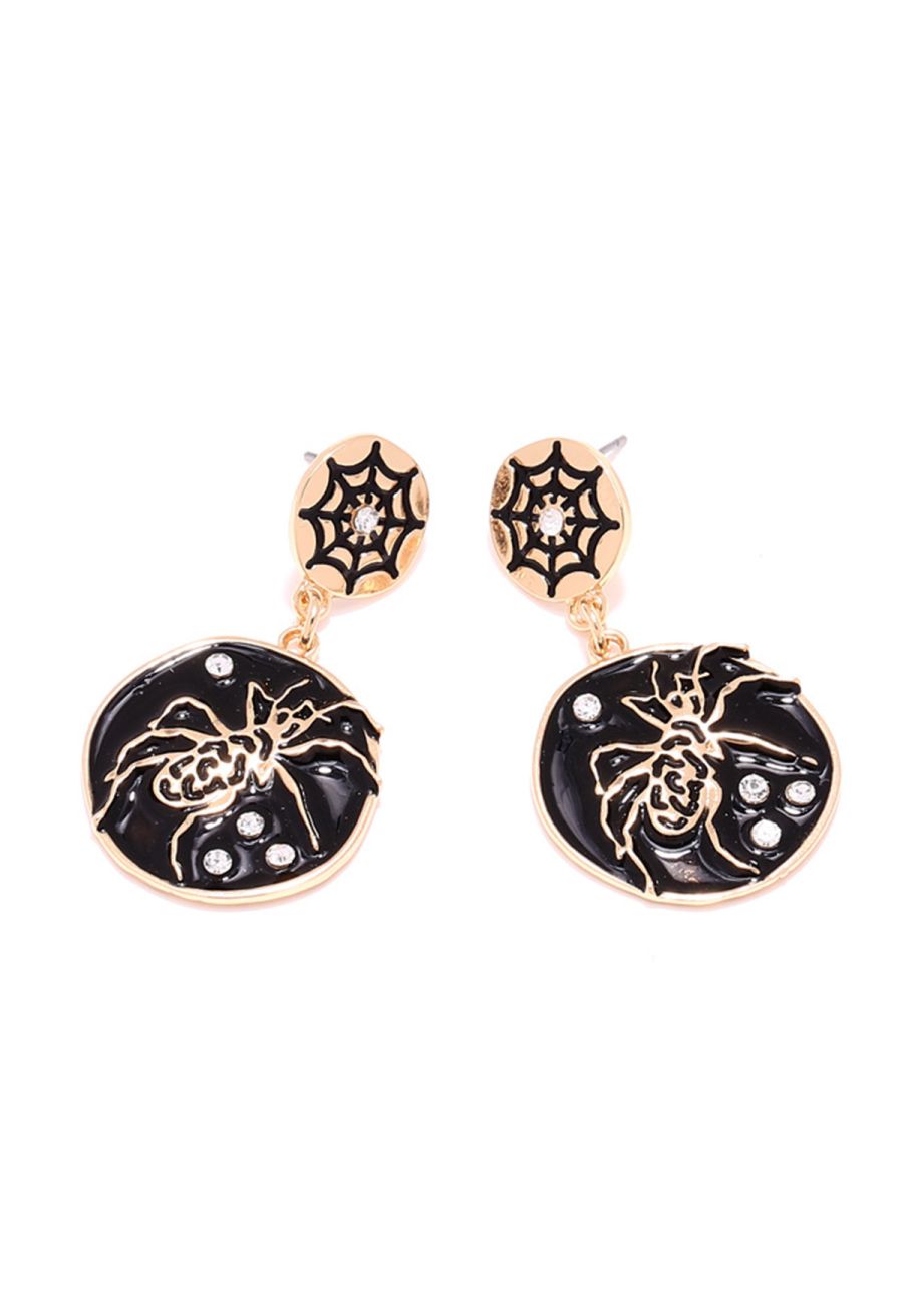 Black Spider Oil Spill Earrings