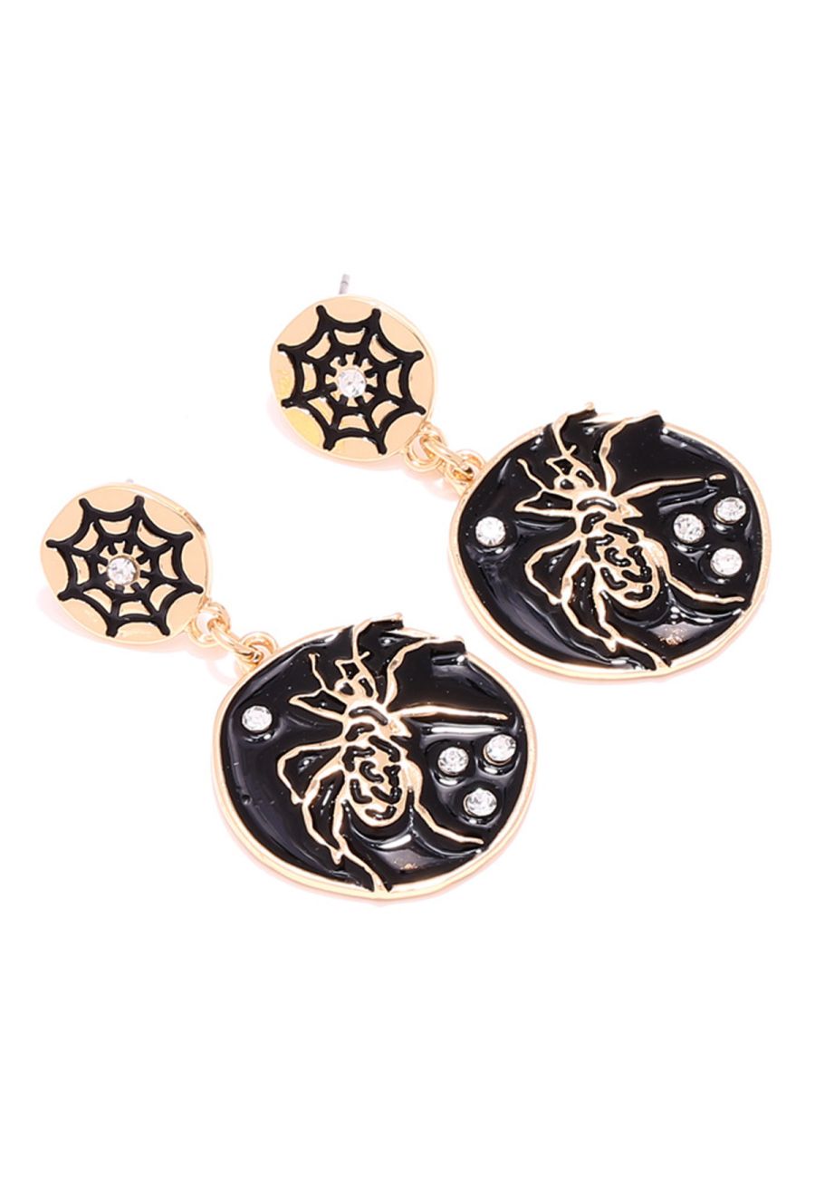 Black Spider Oil Spill Earrings