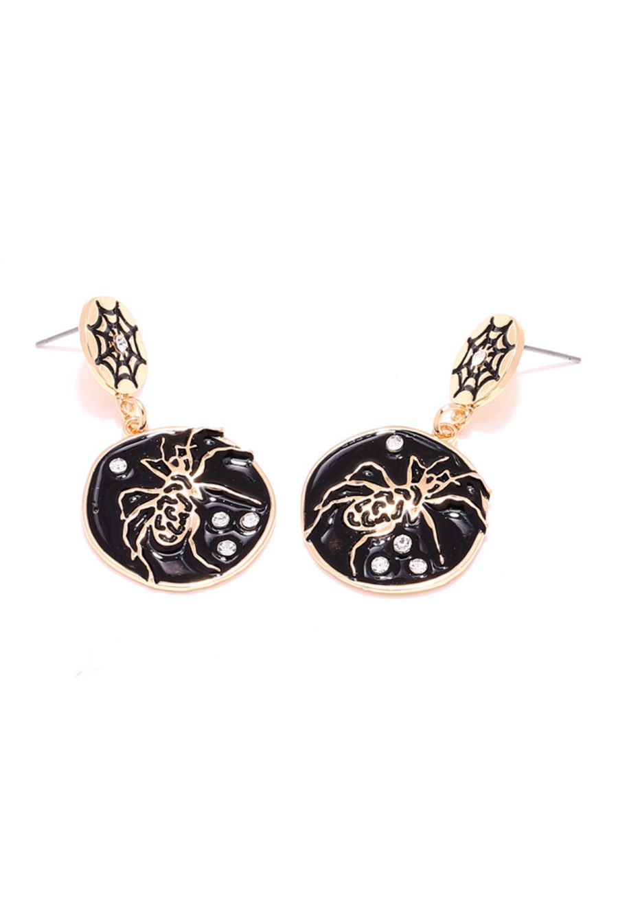 Black Spider Oil Spill Earrings