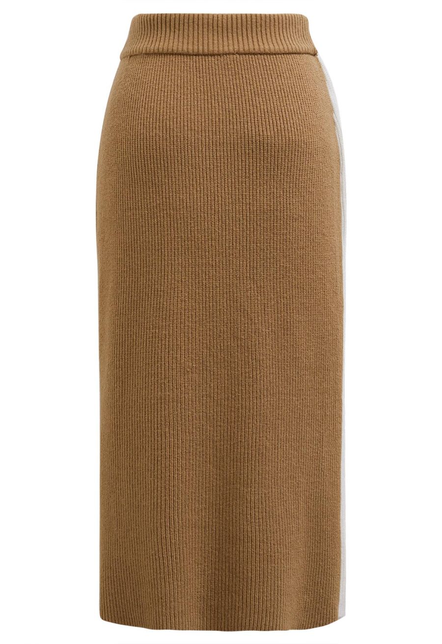 Two-Tone Flap Knit Skirt