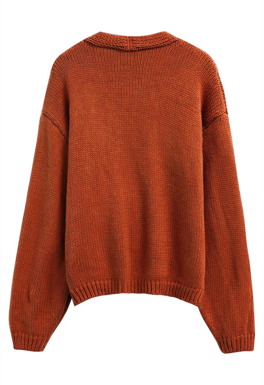 Mystic Bats Patch Buttoned Knit Cardigan in Pumpkin Halloween Costumes