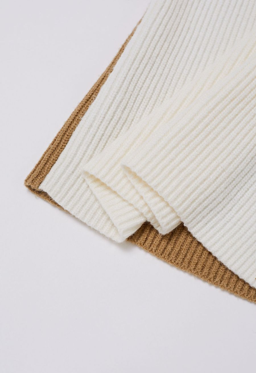 Two-Tone Flap Knit Skirt