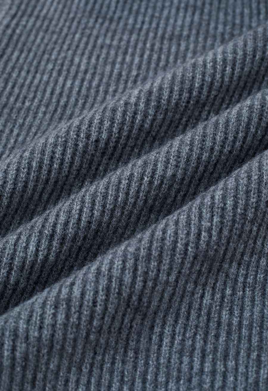 Solid Turtleneck Knit Vest in Smoke