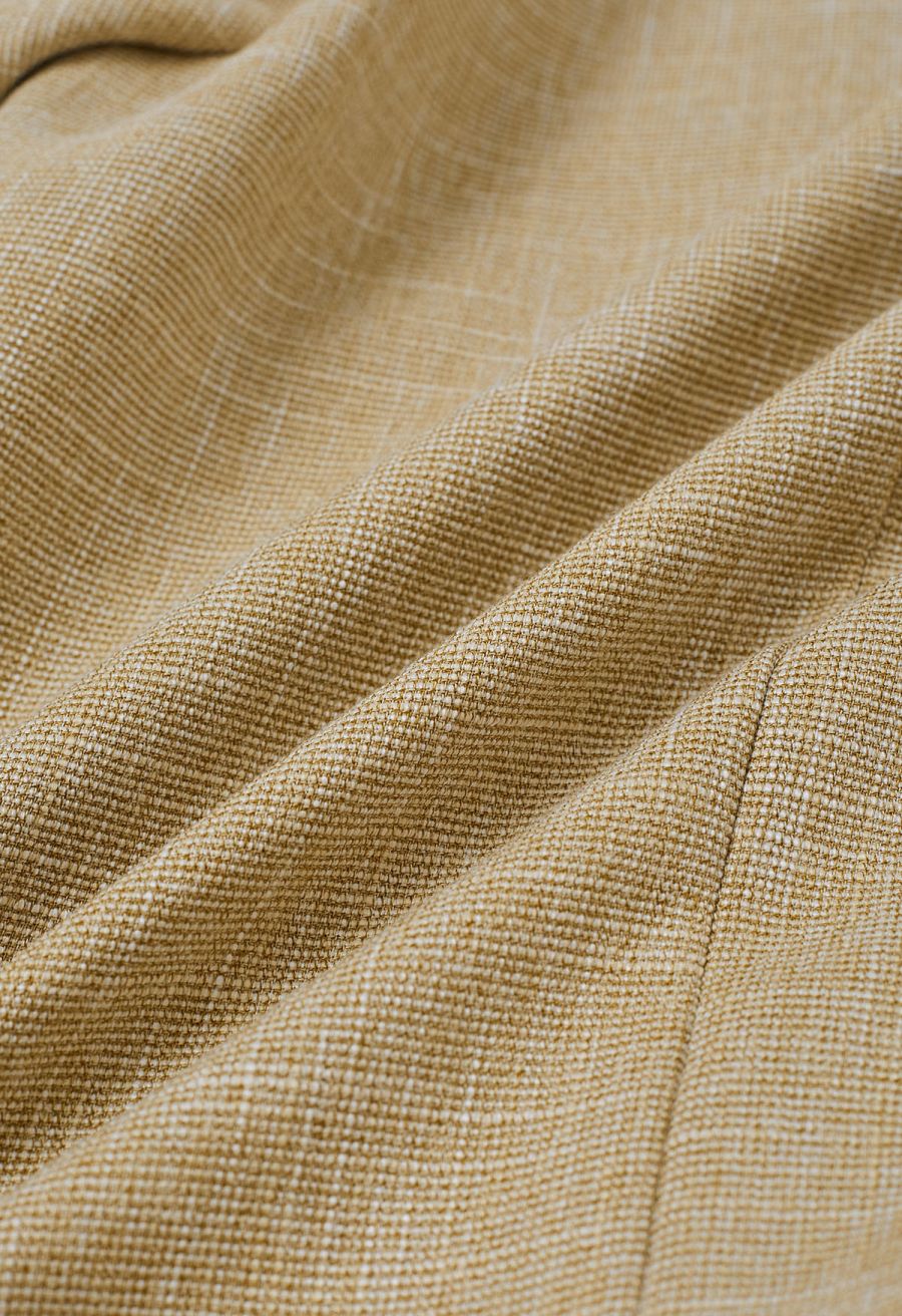 Patch Pocket Woven Texture Buttoned Blazer in Mustard