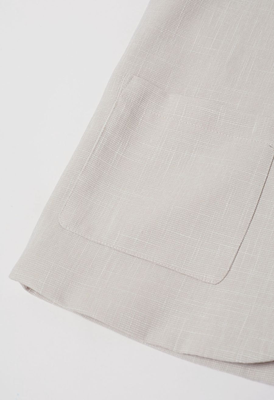 Patch Pocket Woven Texture Buttoned Blazer in Ivory