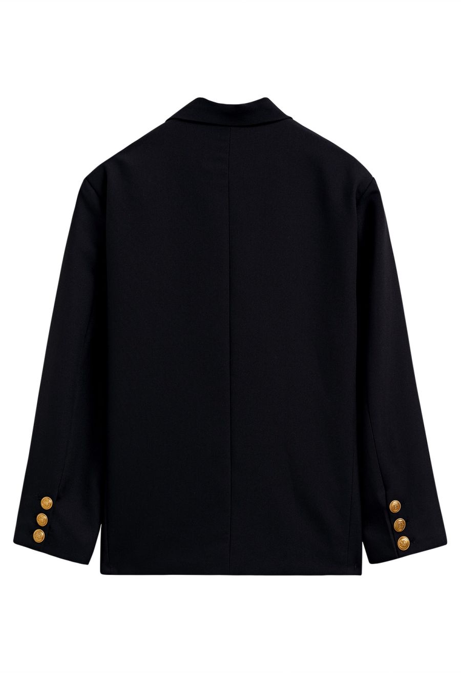 Peak Lapel Golden Double-Breasted Blazer