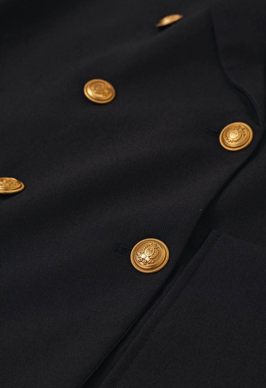 Peak Lapel Golden Double-Breasted Blazer