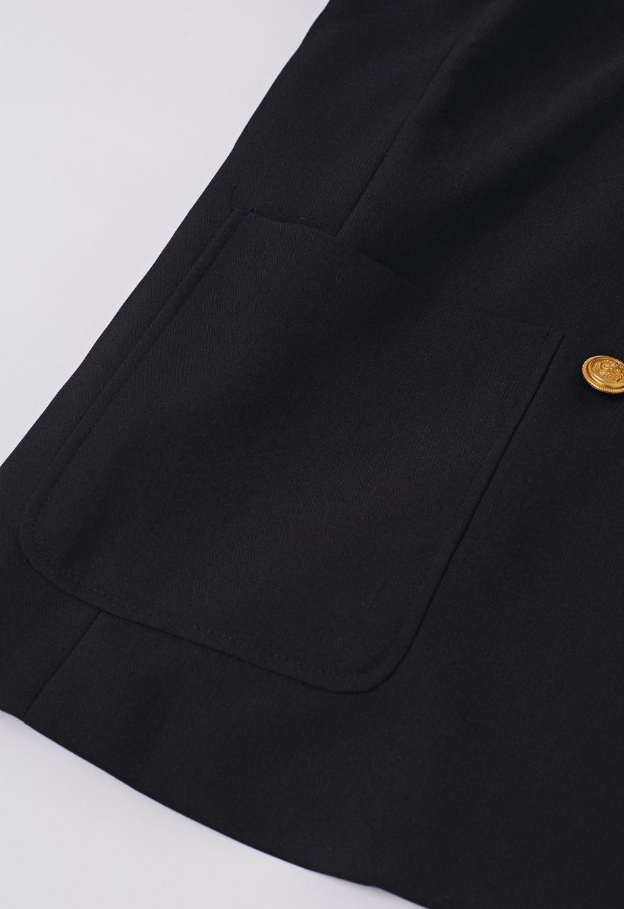 Peak Lapel Golden Double-Breasted Blazer