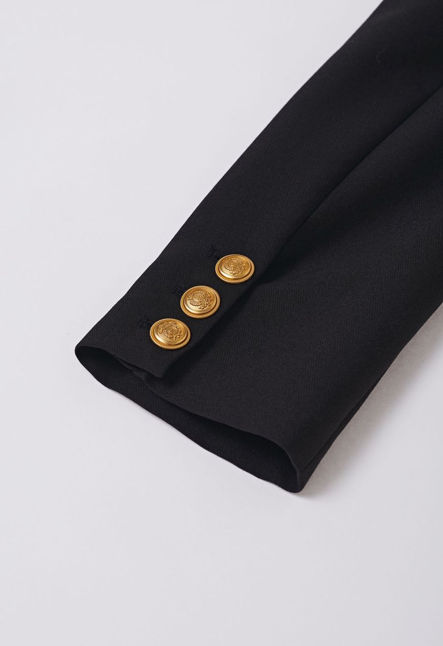 Peak Lapel Golden Double-Breasted Blazer
