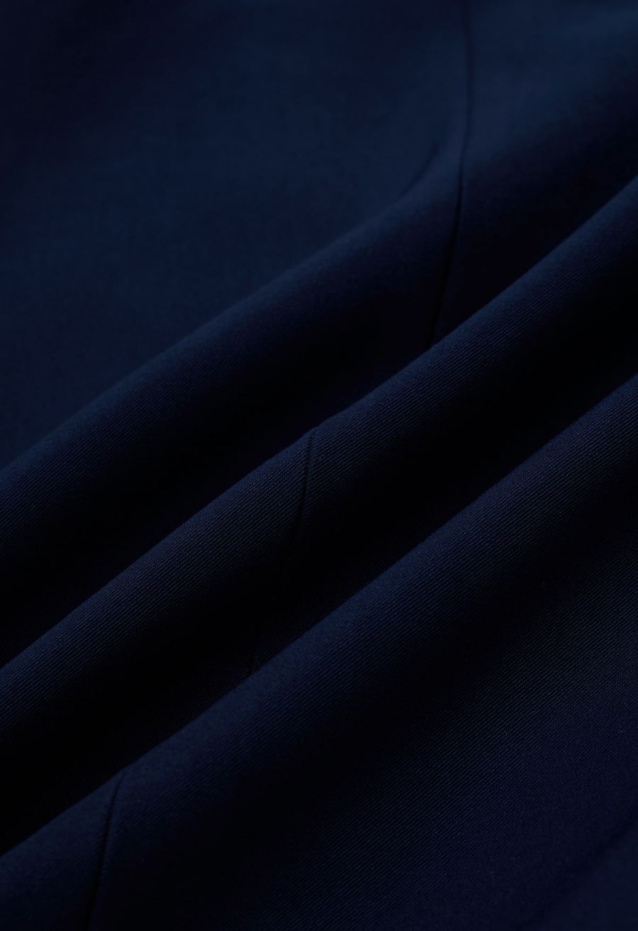 Shawl Collar Buttoned Waist Blazer in Navy