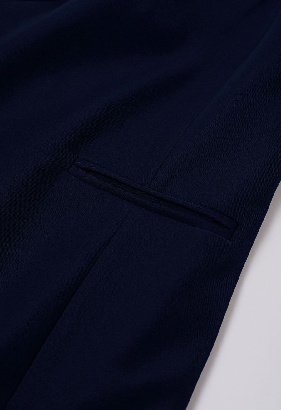 Shawl Collar Buttoned Waist Blazer in Navy
