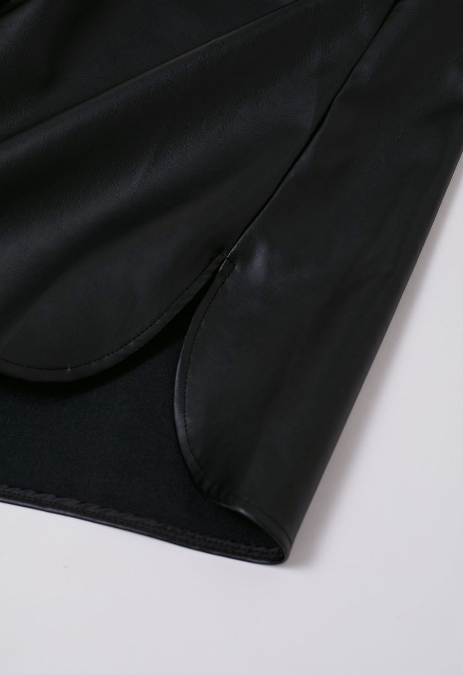 Casual Chic Faux Leather Shirt Jacket in Black