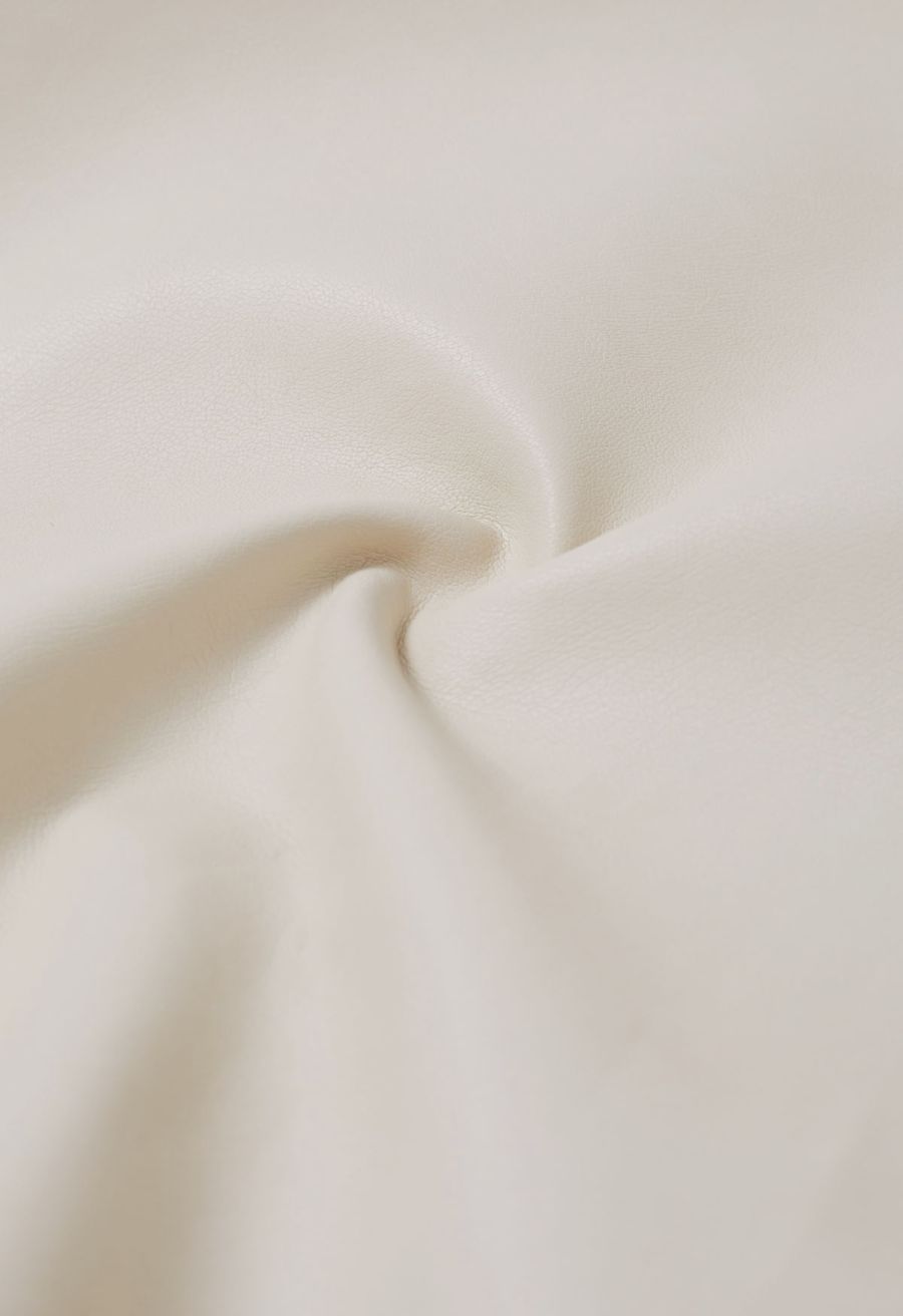 Simplicity Collarless Faux Leather Jacket in Ivory