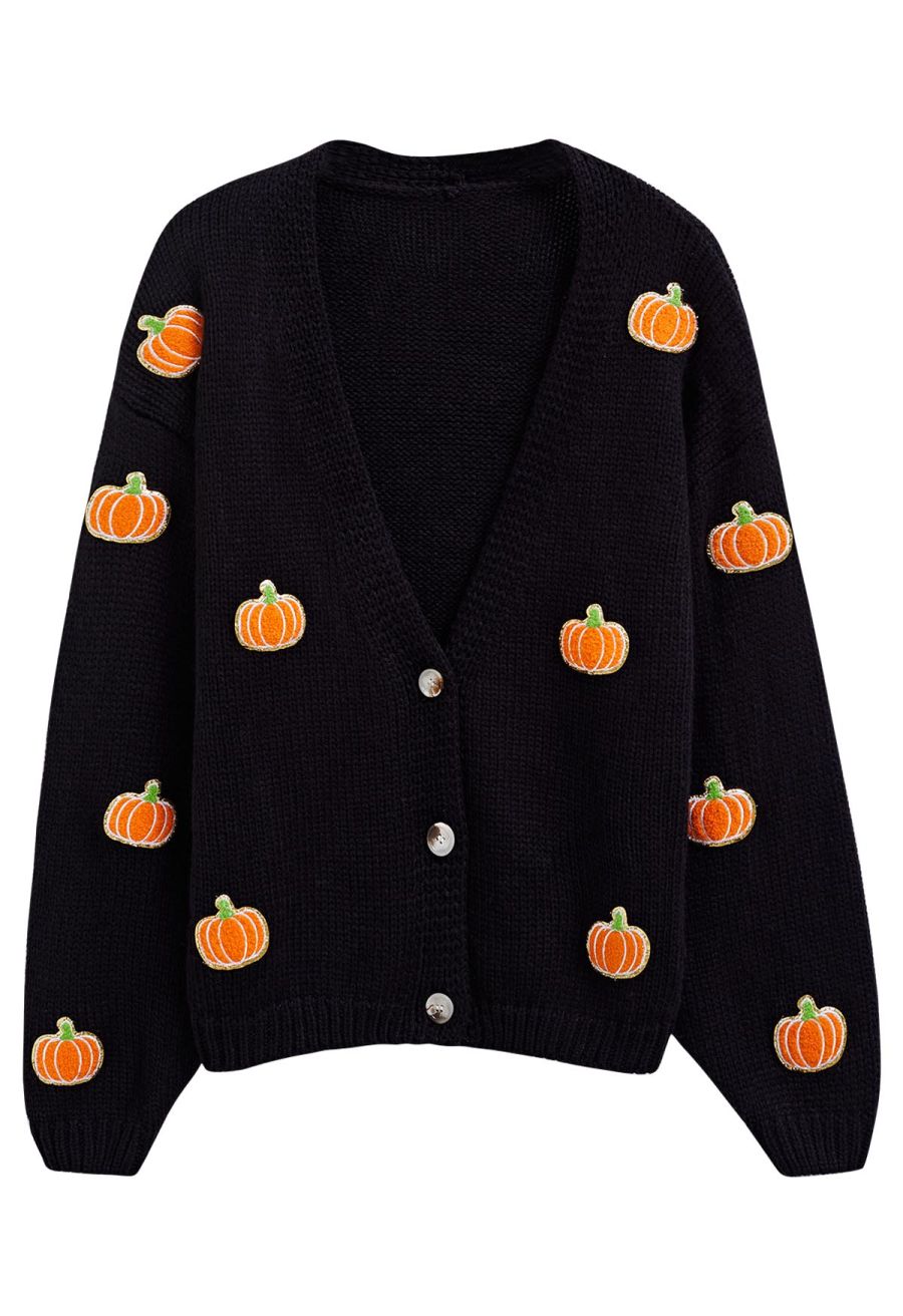 Pumpkin Patch Button Front Knit Cardigan Halloween Costumes