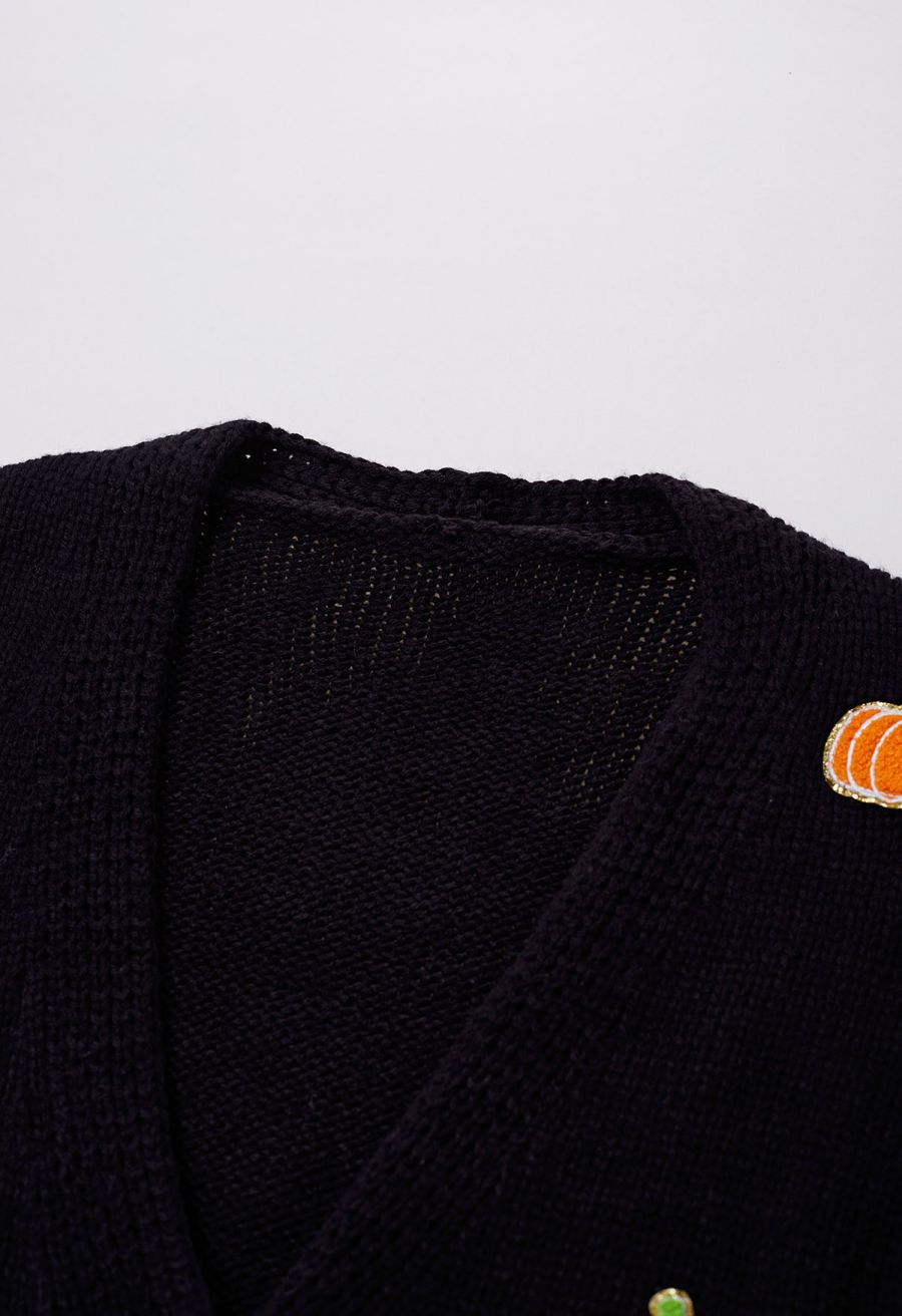 Pumpkin Patch Button Front Knit Cardigan Halloween Costumes