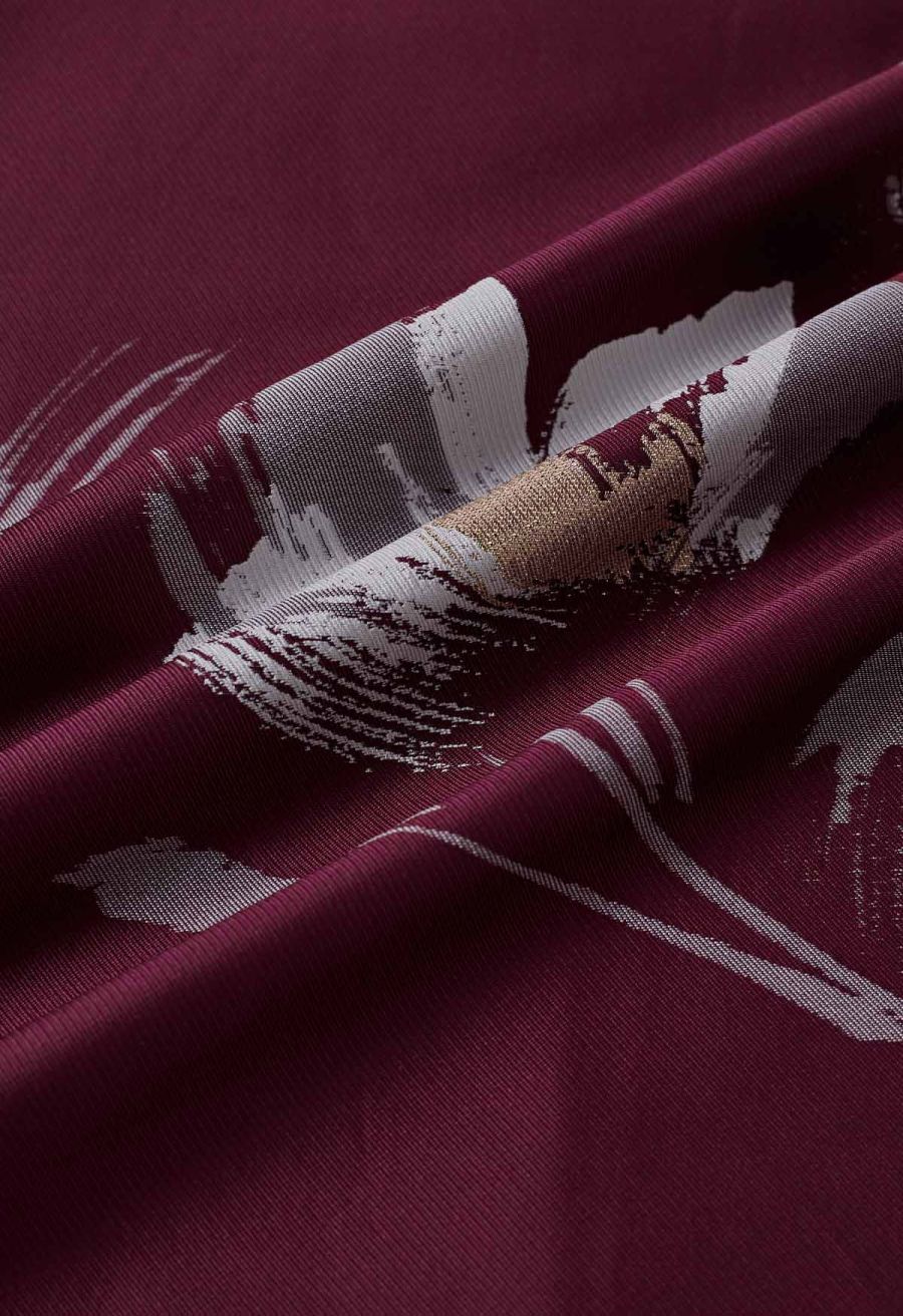 Blooming Floral Jacquard Maxi Skirt in Burgundy