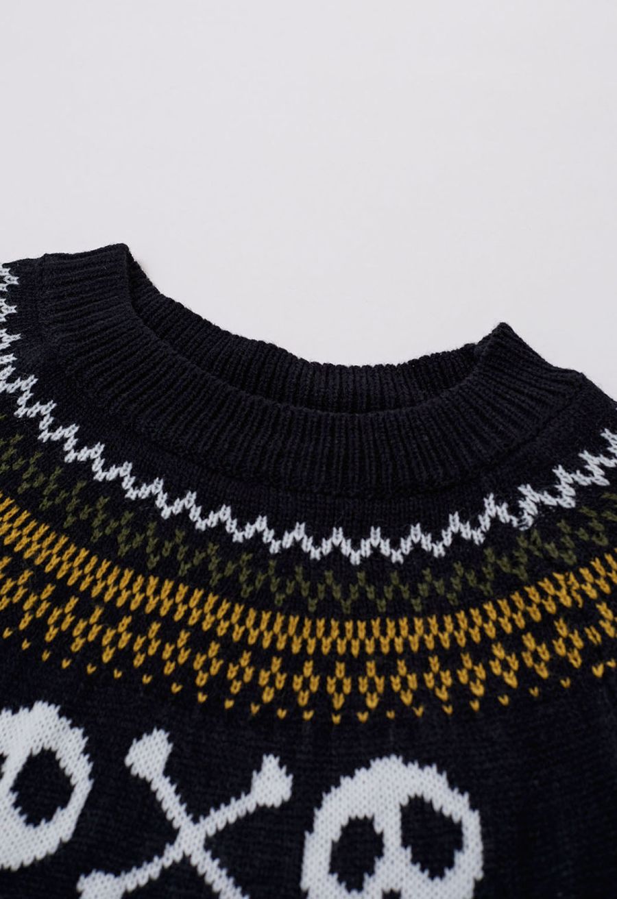 Halloween Skull Long Sleeves Knit Sweater