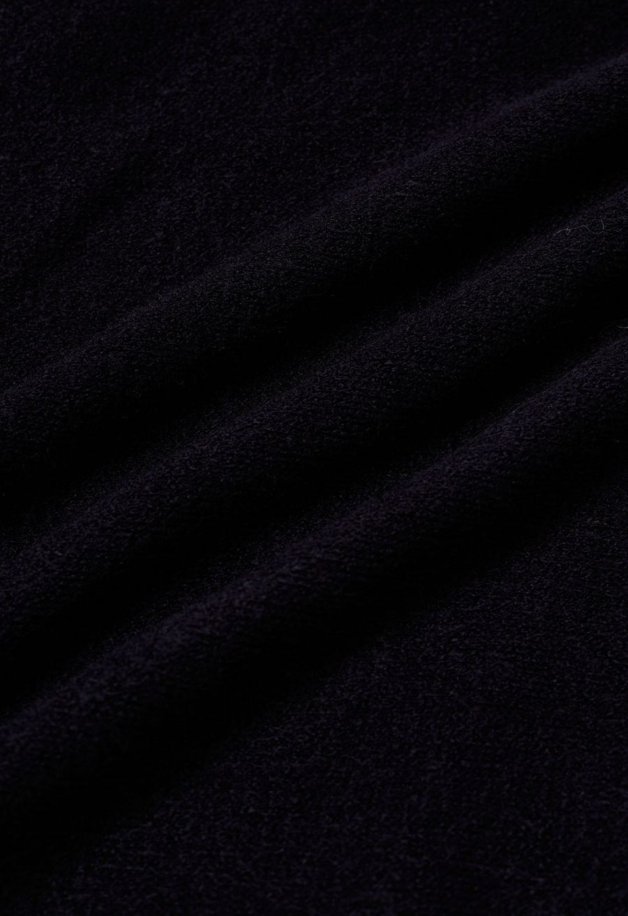 Faux Fur Beads Trim Poncho in Black