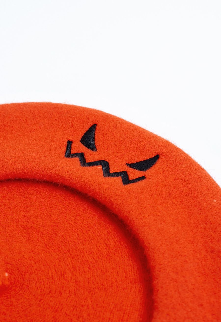Wicked Pumpkin Beret Hat in Orange